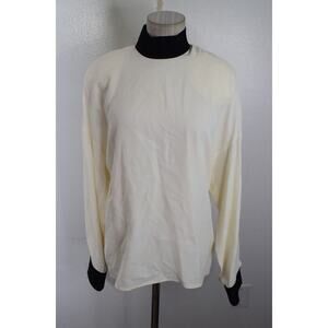 Gianfranco Ferre 40 Women Top 100% Silk Long Sleeve 80s Pleat Back Couture Ivory